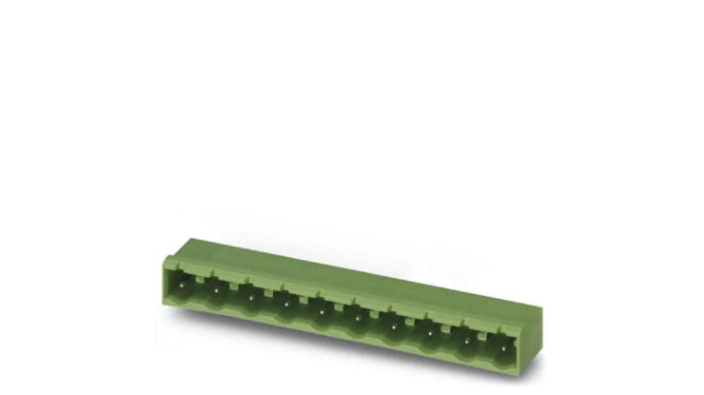 Morsettiera collegabile Phoenix Contact 1766259, 4 vie, 12A 630V, passo 7.62mm verde per PCB. Contatti in stagno, montaggio a saldatura a onda.