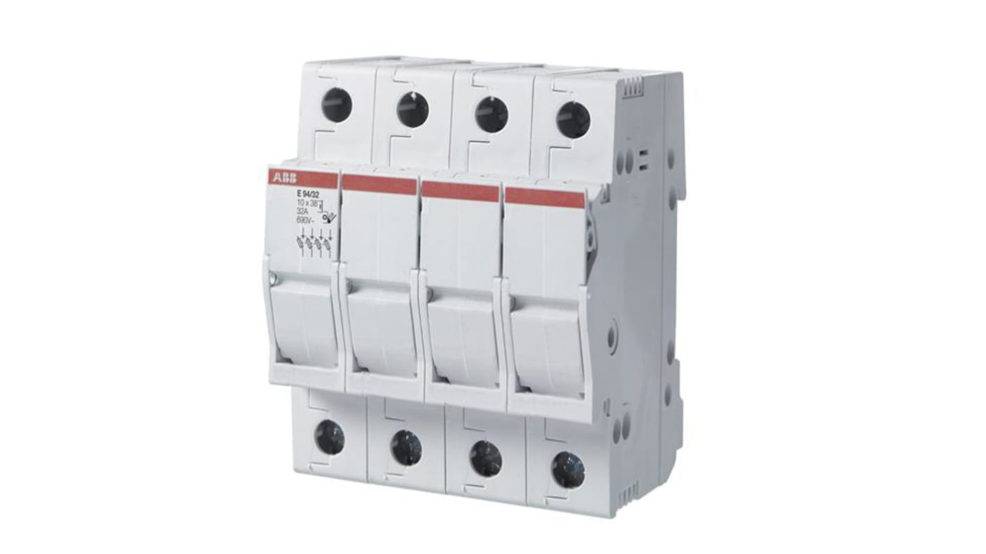 Interruttore di isolamento ABB 2CSM, 4 poli, 32A, 690V, progettato per protezione di motori e trasformatori. Dimensioni 60x70x80 mm.