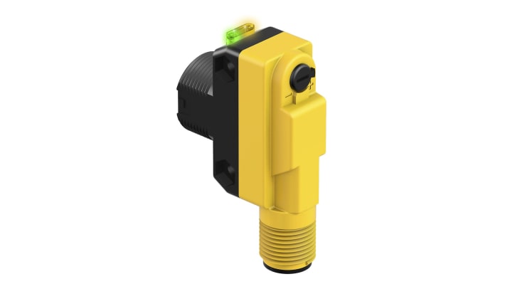 Sensore fotoelettrico rettangolare Banner QS18VN6LVQ8, rilevamento fino a 6,5 m, uscita NPN, IP67, temperatura -20/+70 °C. Staffa inclusa.