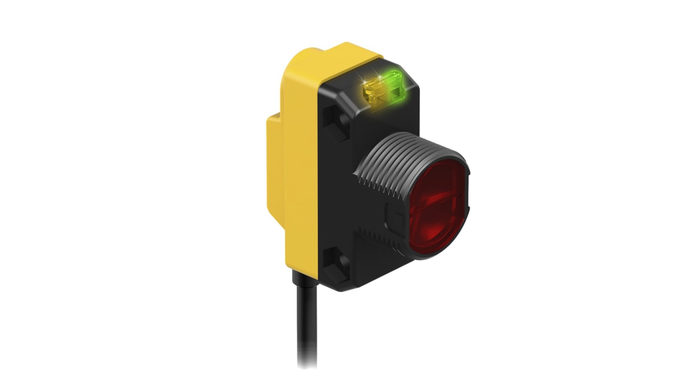 Sensore fotoelettrico rettangolare Banner QS18VN6FF50, rilevamento 50 mm, uscita NPN, grado di protezione IP67.