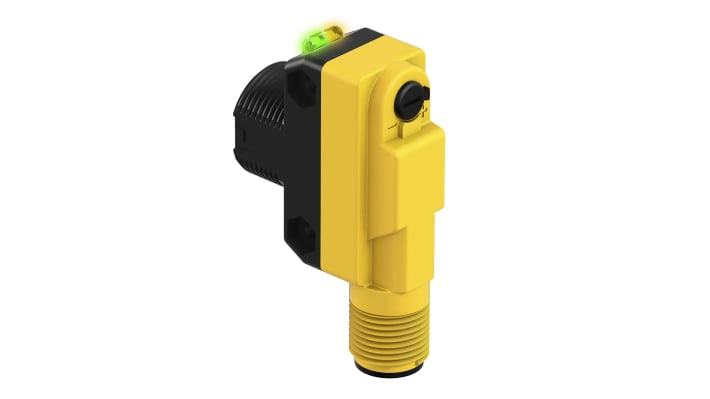 Sensore fotoelettrico rettangolare Banner QS18VN6LLPQ8, rilevamento fino a 10 m, uscita NPN, grado di protezione IP67.