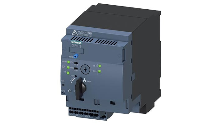 Starter DOL Siemens 3RA6500-2CB43 per motori 3 fasi, potenza 3 kW, montaggio su guida DIN, dimensioni 90x165x137,5 mm.