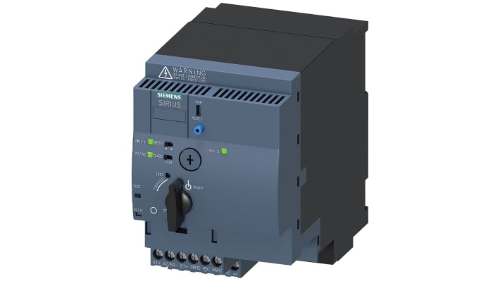 Starter DOL Siemens 3RA6250-1EB33 per motori, 15 kW, 32 A, montaggio su guida DIN, dimensioni 90x165x137.5 mm.