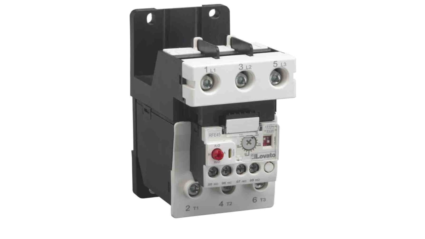 Relè contattore Lovato RFE110110, 110 A, montaggio diretto, dimensioni 65x114x120 mm, tensione isolamento 1000 V.