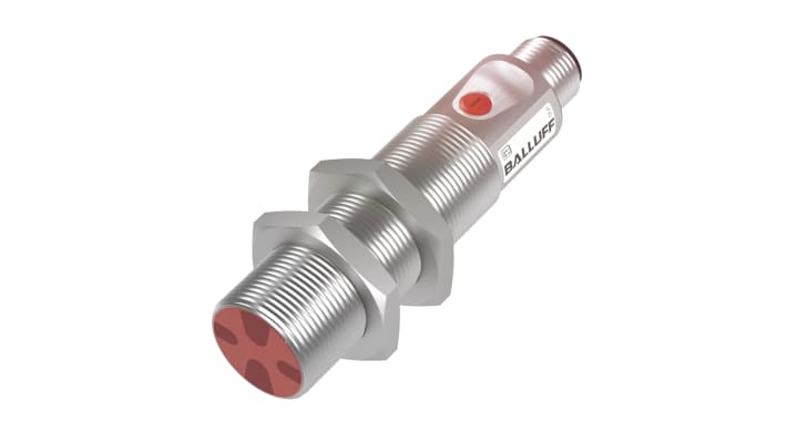 BALLUFF BFB M18M-001-P-S4, sensore fotoelettrico a fibra ottica PNP, contenitore metallico M18, IP67, montaggio a pannello.