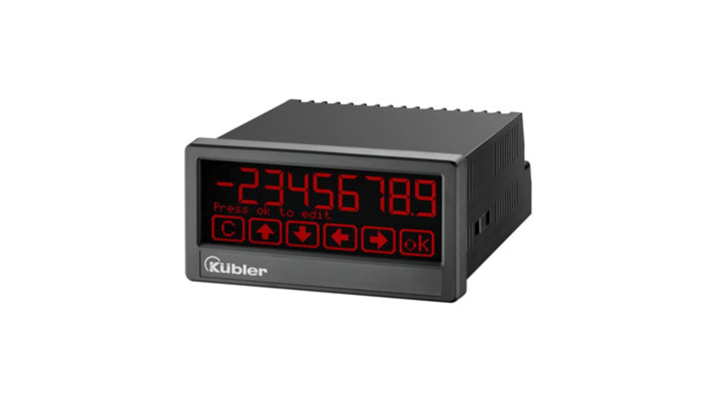 Kübler 6.571T.012.301, unità display multifunzionale con LCD 8 cifre, 96 x 48 mm, connettività RS232/RS485, 2 uscite relè.
