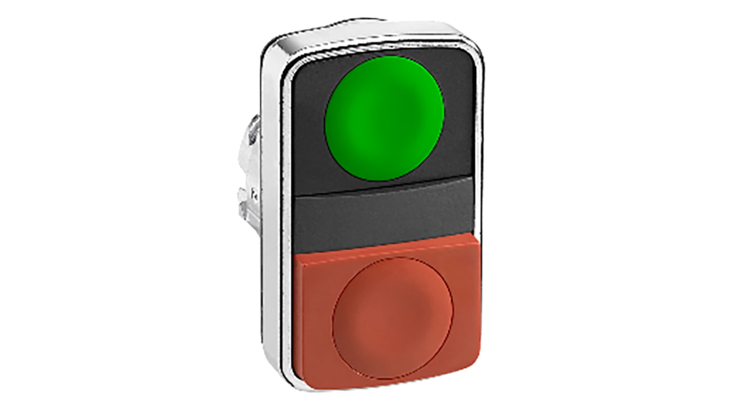 Attuatore pulsante instabile Schneider Electric, serie Harmony XB4, diametro foro 22 mm, colore verde e rosso, IP66/IP69K.