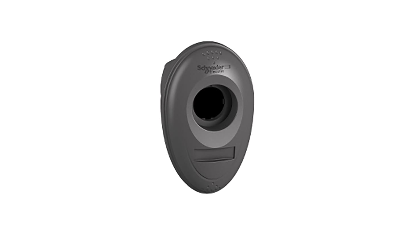Contenitore stazione di controllo Schneider Electric ZBRM01, in policarbonato grigio scuro, dimensioni 61.6 x 100.6 x 60 mm.