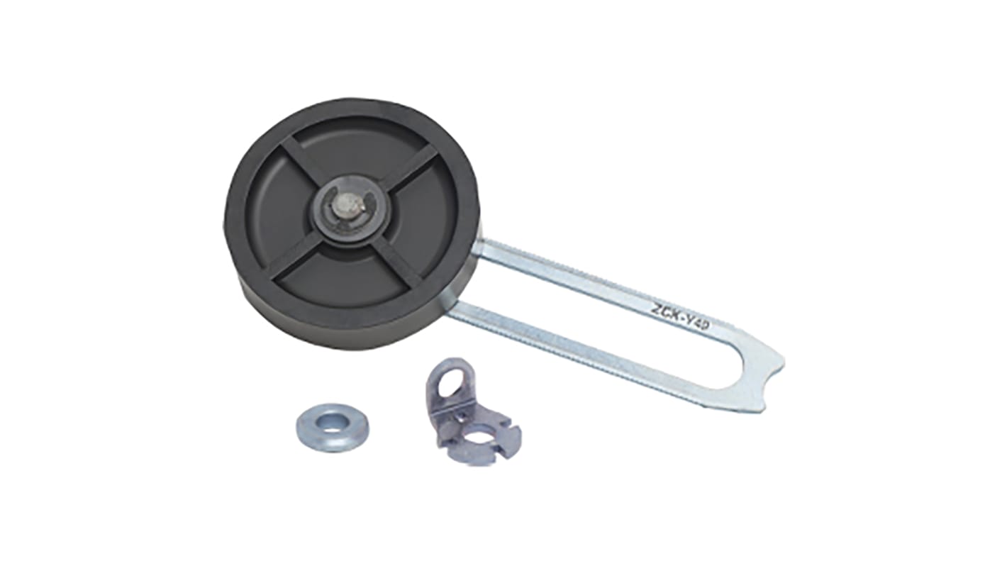 Leva ZCKY49 di Telemecanique Sensors per interruttori di fine corsa OsiSense XC, con rotella in elastomero da 50 mm.