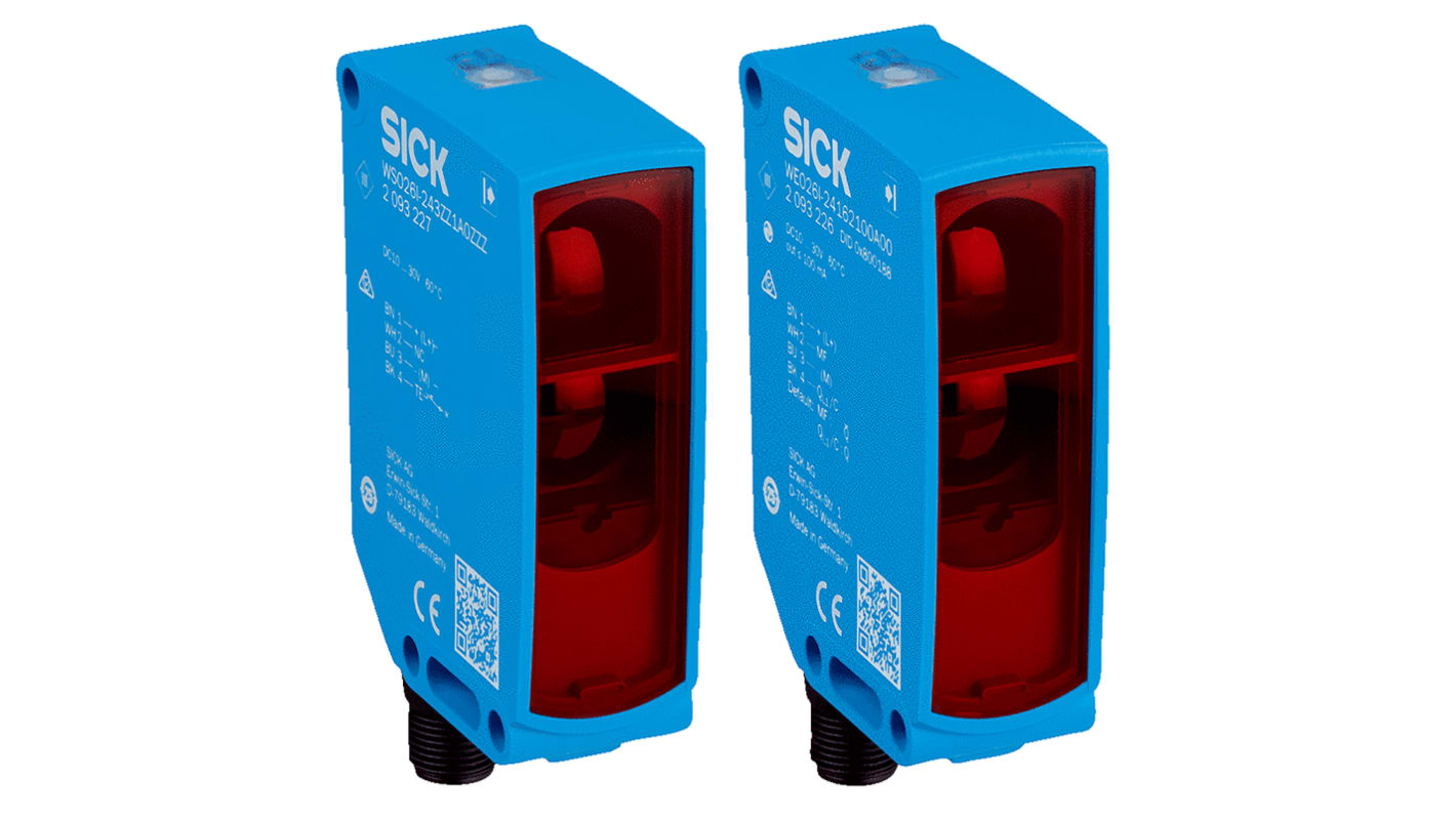 Sensore fotoelettrico Sick WSE26P-24162100A00, rettangolare, rilevamento fino a 60 m, montaggio a pannello, IP66/IP67/IP69K.