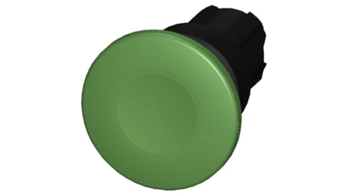 Attuatore pulsante instabile Siemens 3SU1000-1BD40-0AA0, rotondo verde, diametro 40 mm, protezione IP66/IP67/IP69K.