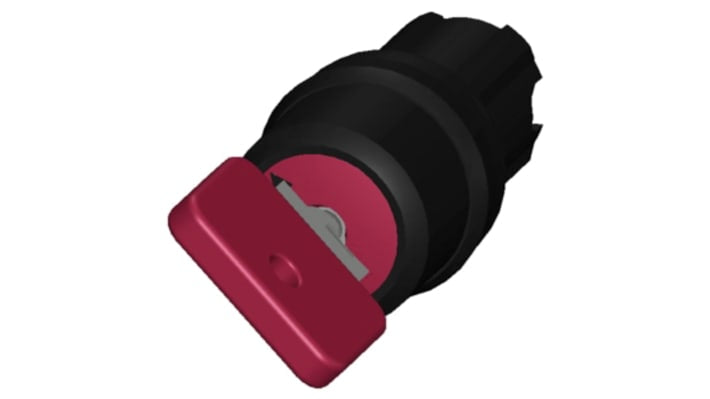 Testa selettore Siemens 3SU1000-4FF11-0AA0, interruttore a chiave rotondo rosso, 22 mm, 2 posizioni O-I, protezione IP66.