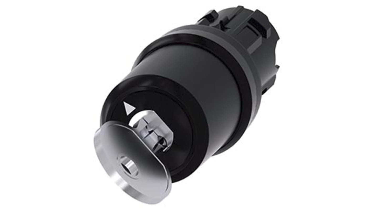 Testa selettore Siemens 3SU1000-5JF01-0AA0, interruttore a chiave 2 posizioni, diametro foro 22mm, protezione IP66.