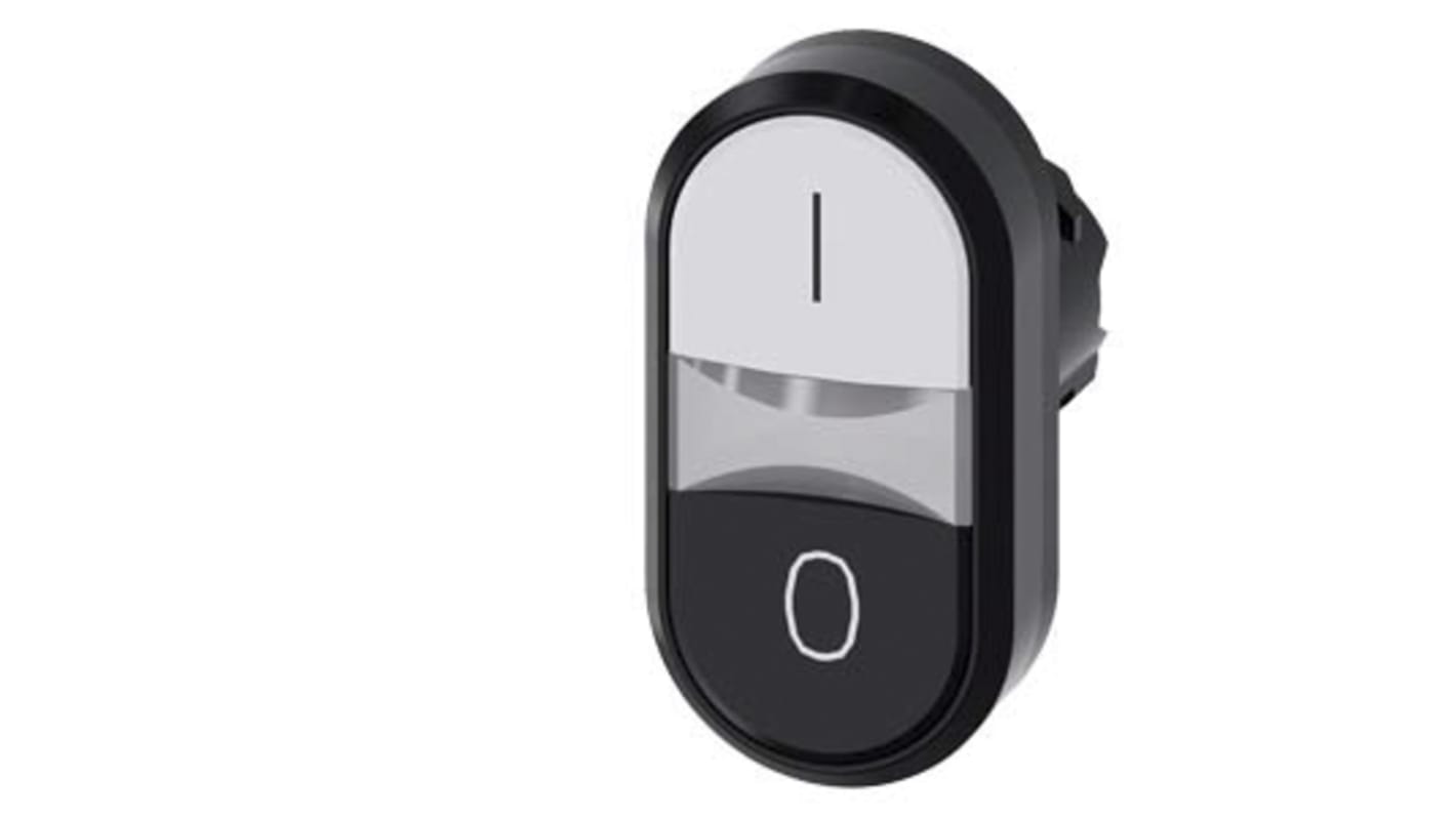Attuatore pulsante instabile Siemens 3SU1001-3AB61-0AK0, diametro 22 mm, colore nero/bianco, grado di protezione IP66/IP67/IP69K.