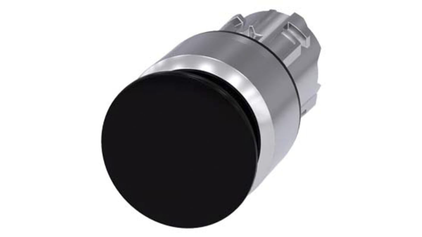 Attuatore pulsante Siemens 3SU1050-1AA10-0AA0, rotondo in metallo nero, diametro 30 mm, protezione IP66/IP67/IP69K.