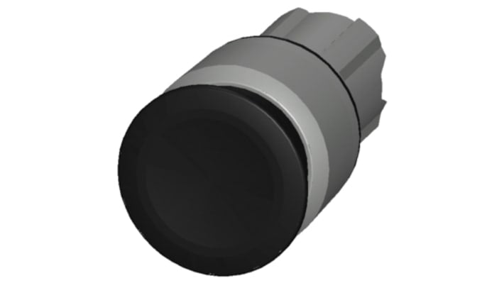 Attuatore pulsante Siemens 3SU1050-1AA10-0AA0, rotondo in metallo nero, diametro 30 mm, protezione IP66/IP67/IP69K.