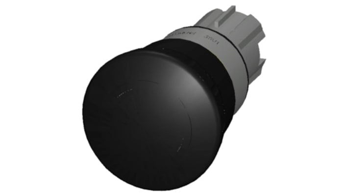 Attuatore pulsante Siemens 3SU1, rotondo, diametro 40 mm, in metallo nero, montaggio ad aggancio, protezione IP66/IP67/IP69K.