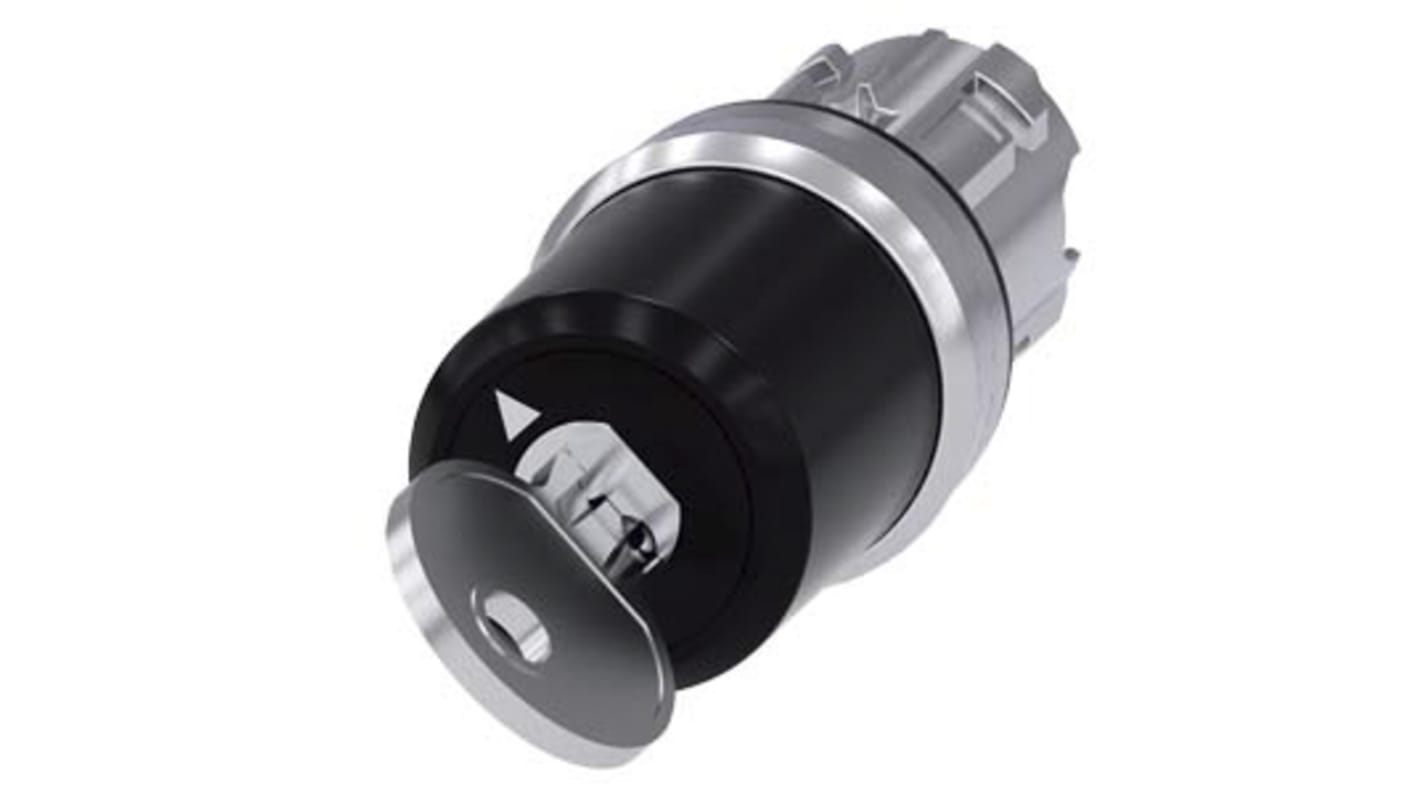 Testa selettore Siemens 3SU1, interruttore a chiave 2 posizioni, diametro foro 22 mm, protezione IP66, durata 300000 cicli.