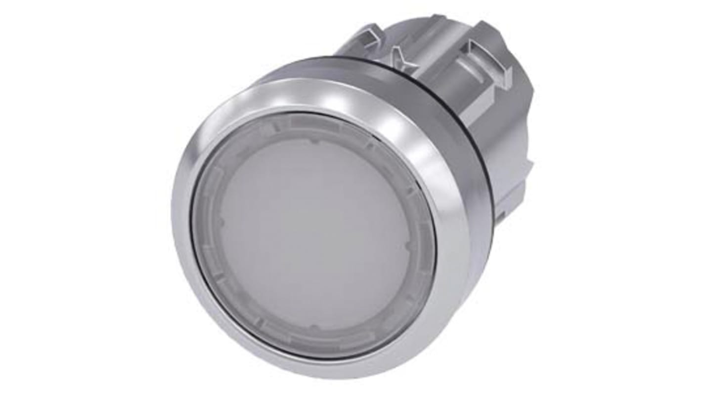 Attuatore pulsante rotondo Siemens 3SU1051-0AA60-0AA0, diametro 29.5 mm, illuminato, protezione IP66/IP67/IP69K, montaggio a incasso.