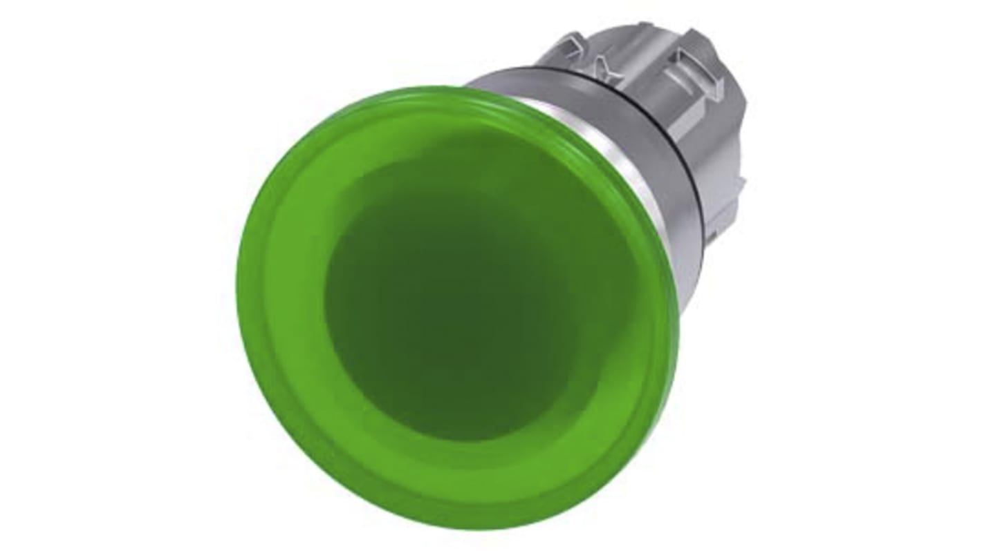 Attuatore pulsante instabile Siemens 3SU1051-1BD40-0AA0, rotondo in metallo verde, diametro 40 mm, protezione IP66/IP67/IP69K.