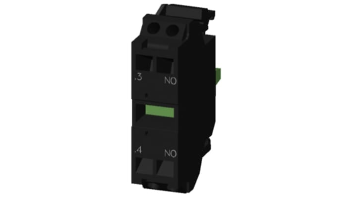 Blocco contatti a morsetto a gabbia Siemens 3SU1400-1AA10-3LA0, 1 contatto NA, tensione 5-500 V, corrente 10 A, montaggio su piastra.