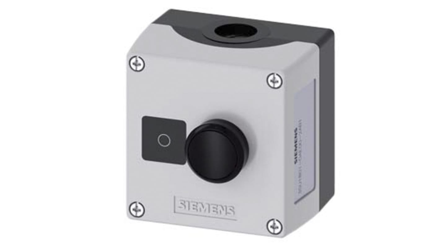Pulsante di controllo Siemens 3SU1801-0AE00-2AB1, rotondo, IP66/IP67/IP69, montaggio a pavimento, diametro foro 22 mm, colore grigio.