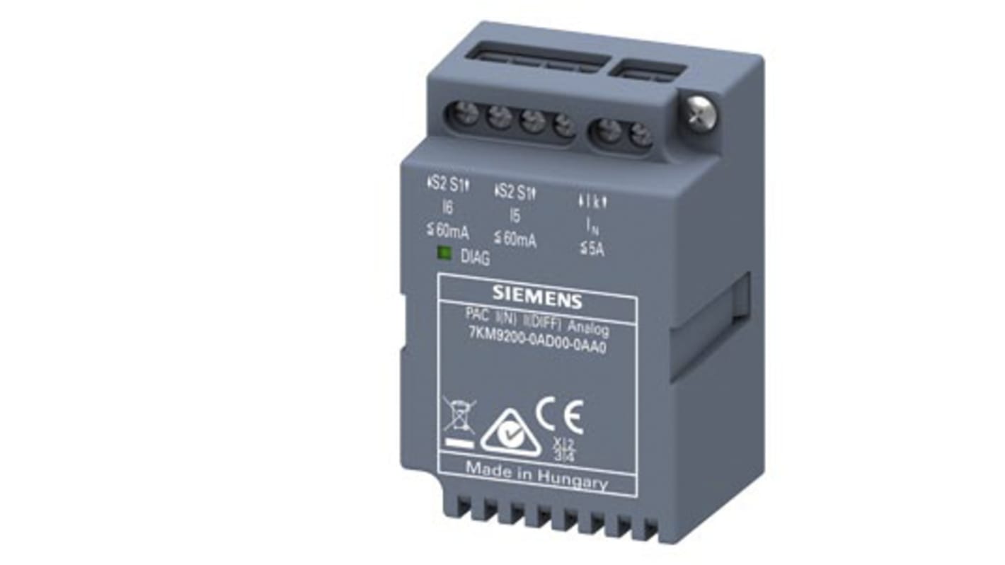 Modulo di espansione Siemens 7KM9200-0AD00-0AA0 per PAC3200/4200, con misurazione analogica e ingressi a innesto.