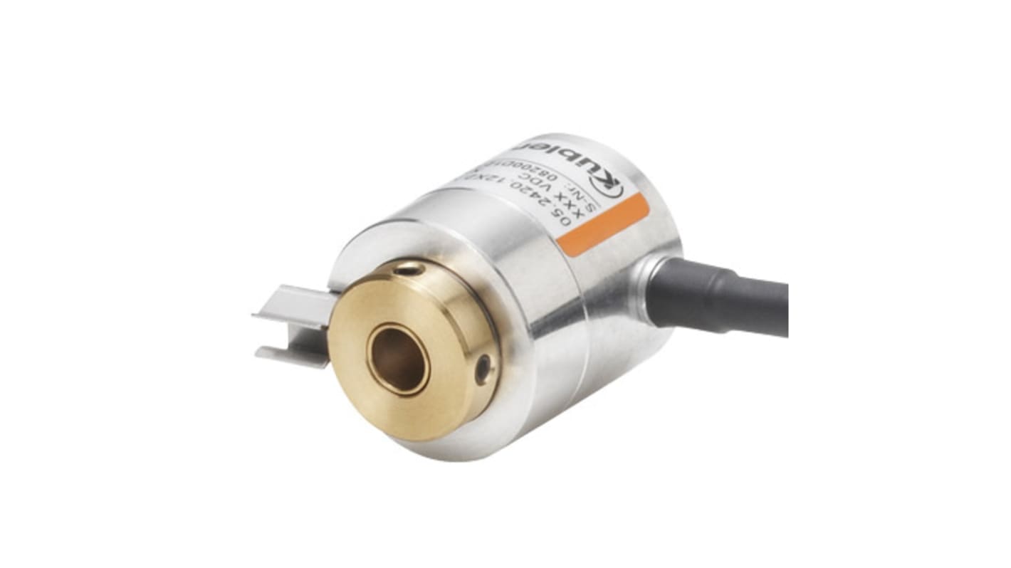 Encoder rotativo Kübler 05.2420.1242.0100, 100 impulsi/giro, montaggio flangia, diametro albero 6 mm, IP65, -20 a +85 °C.