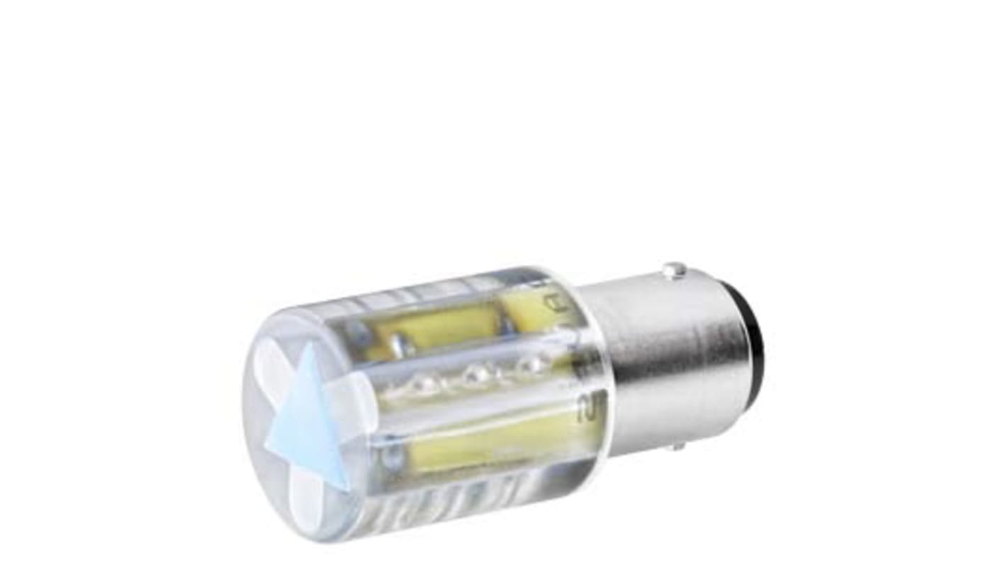 Lampadina a LED Siemens 8WD4428-6XF, montaggio BA 15d, blu, 24 VAC/DC, diametro 70 mm, altezza 45 mm, per colonna di segnalazione.