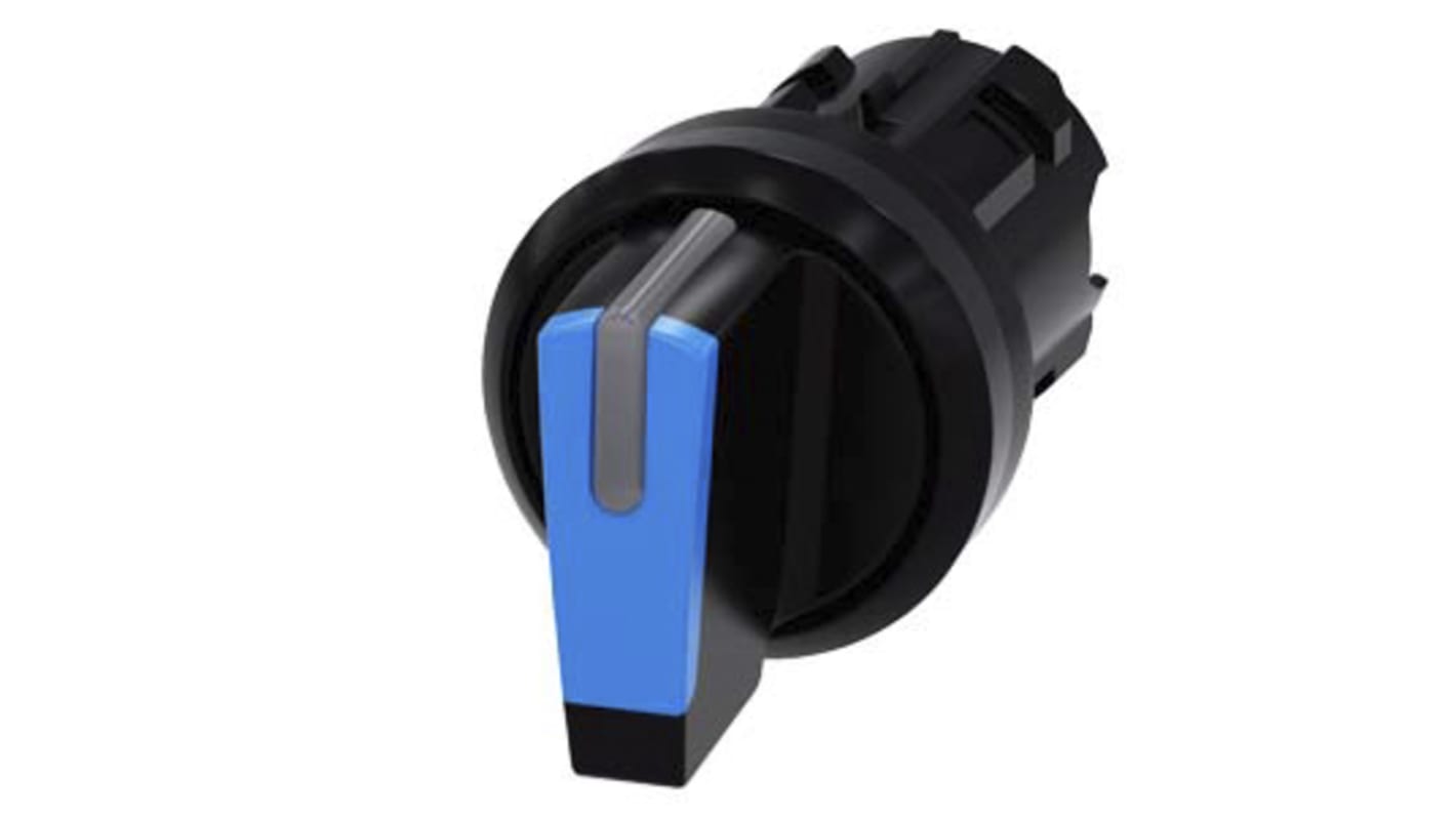 Selettore SIRIUS ACT Siemens a 3 posizioni, rotondo, diametro 22 mm, blu, illuminato, protezione IP66/IP67/IP69K.