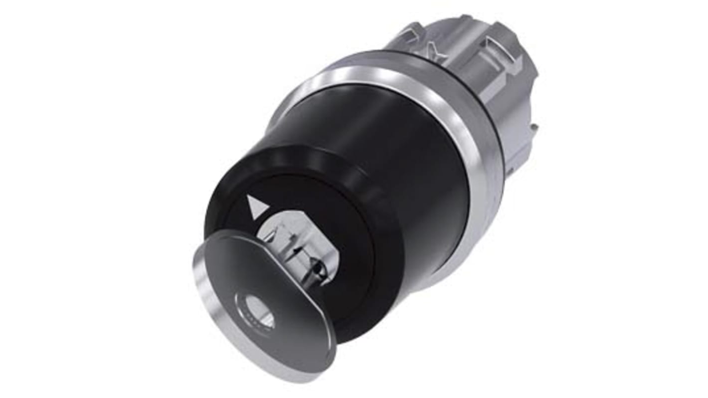Testa selettore Siemens SIRIUS ACT, interruttore a chiave BKS rotondo in metallo, 2 posizioni, protezione IP66, temperatura -25/+70°C.