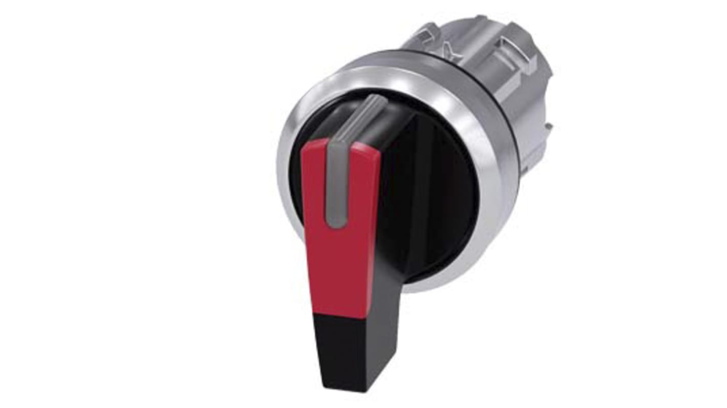 Selettore SIRIUS ACT Siemens 3SU1052-2CL20-0AA0, rotondo, 3 posizioni, diametro 22 mm, metallo rosso, IP66/IP67/IP69K.