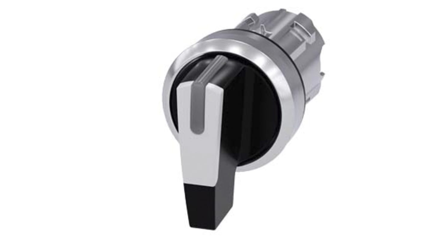 Selettore SIRIUS ACT Siemens 3 posizioni, diametro 22 mm, metallo lucido bianco, attivazione stabile, protezione IP66/IP67/IP69K.