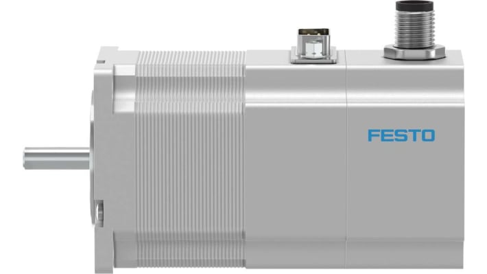 Motore passo-passo ibrido Festo EMMS-ST-57-S-SE-G2, coppia 0.8 Nm, angolo di passo 1.8°, tensione 48 V, IP54.