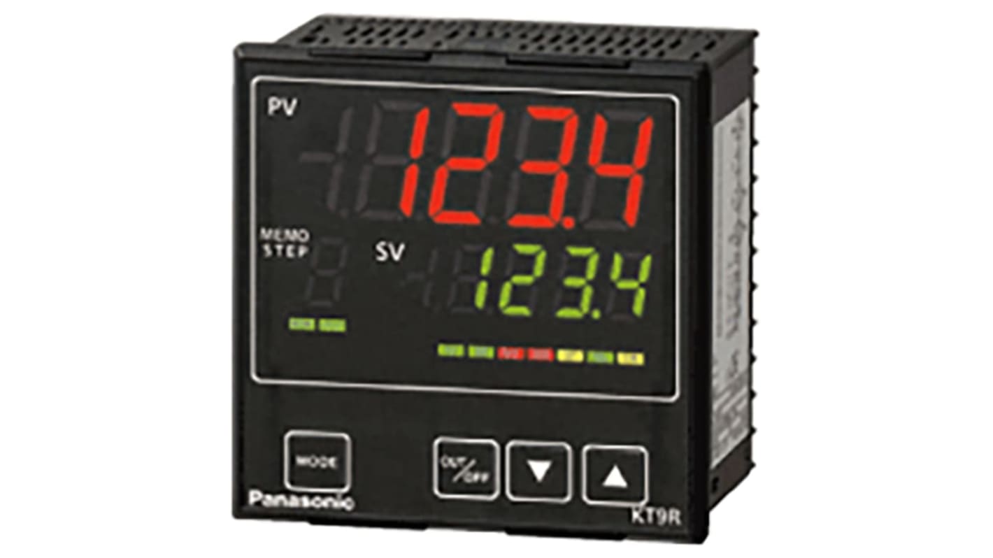 Termoregolatore PID Panasonic AKT9R111100, montaggio a pannello, dimensioni 96 x 406 mm, gamma -10 a +55 °C, IP66.