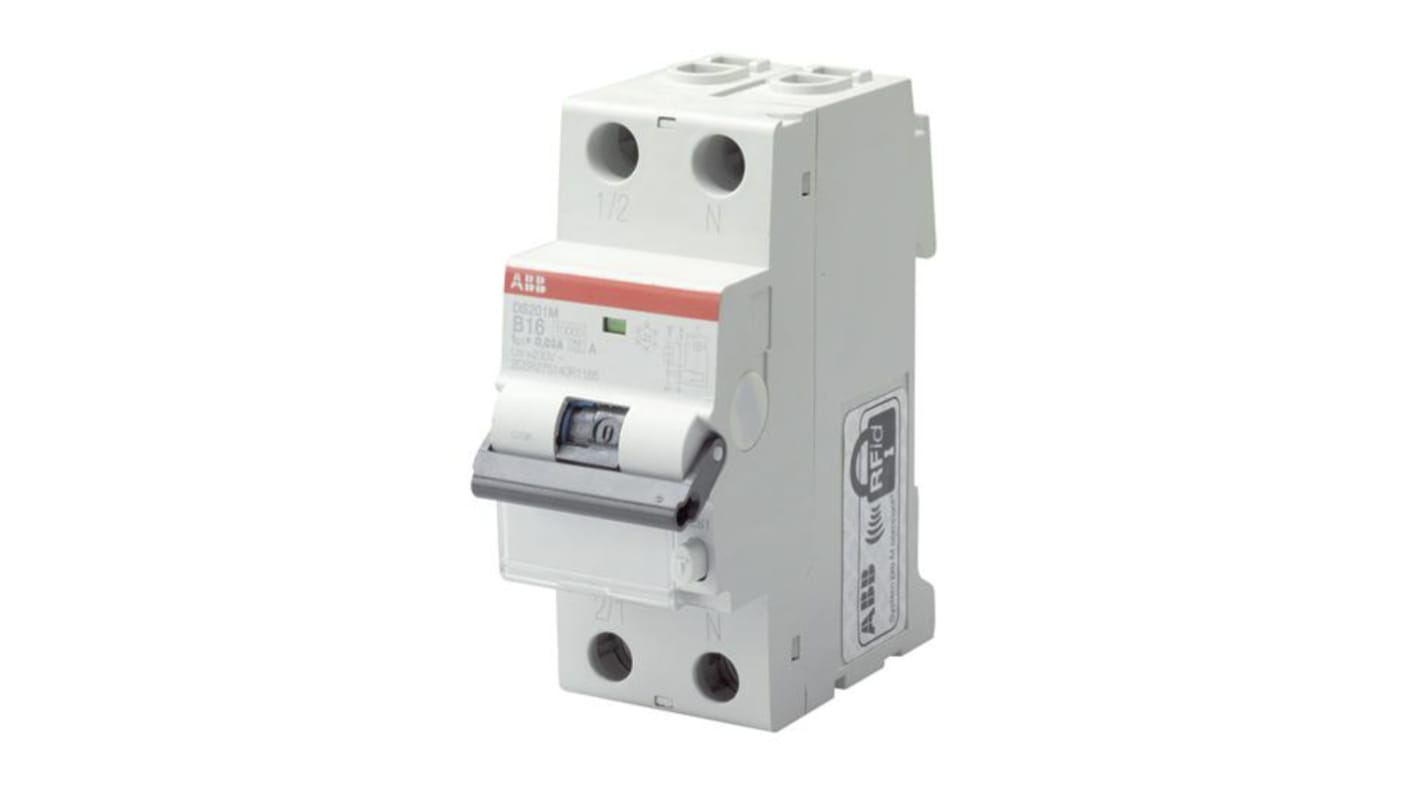 Interruttore differenziale ABB 471022 1P+N, montaggio su guida DIN, 10A, 300mA, 230-240V, dimensioni 35mm x 69mm x 85mm.