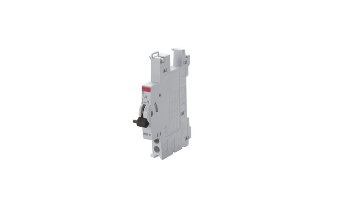 Contatto ausiliario ABB 470901, 1CO, montaggio su guida DIN, dimensioni 9 x 85 x 69 mm, tensione nominale 230 V.