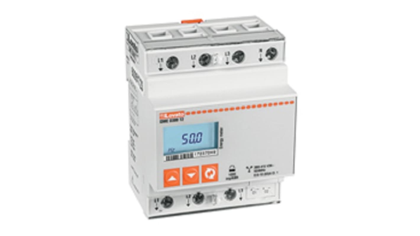 Lovato DMED300T2MID, contatore trifase LCD per energia attiva e reattiva, montaggio su guida DIN, precisione classe B.