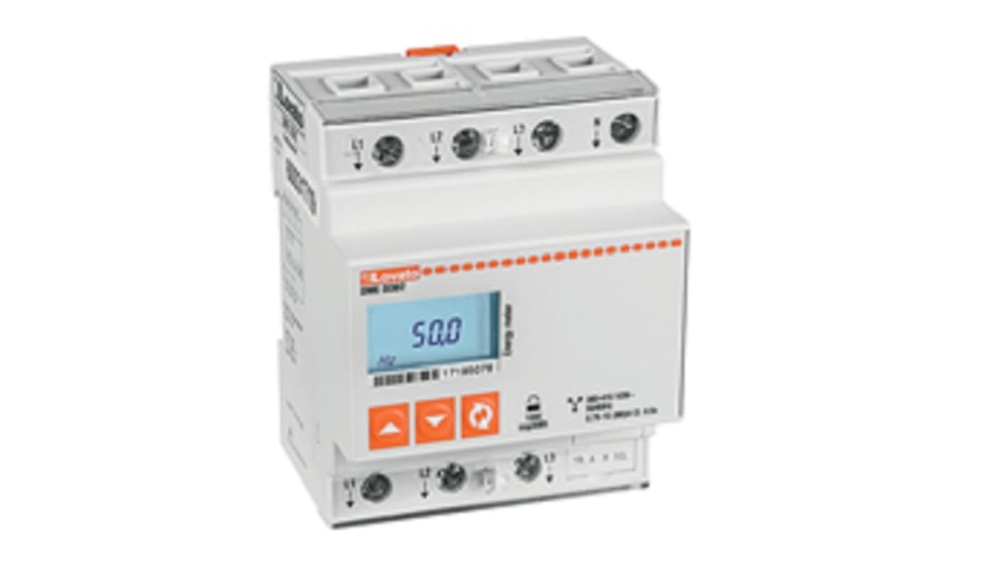 Contatore di energia trifase Lovato DMED302MID, display LCD retroilluminato, montaggio su guida DIN, misurazione 85-264V.