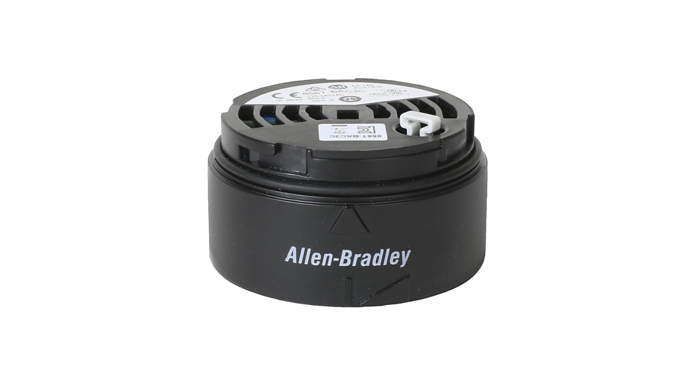 Torretta di segnalazione Allen Bradley 856T-BAC3C, contenitore nero, 120/240 V, grado di protezione IP66/IP67, temperatura -30/+70 °C.