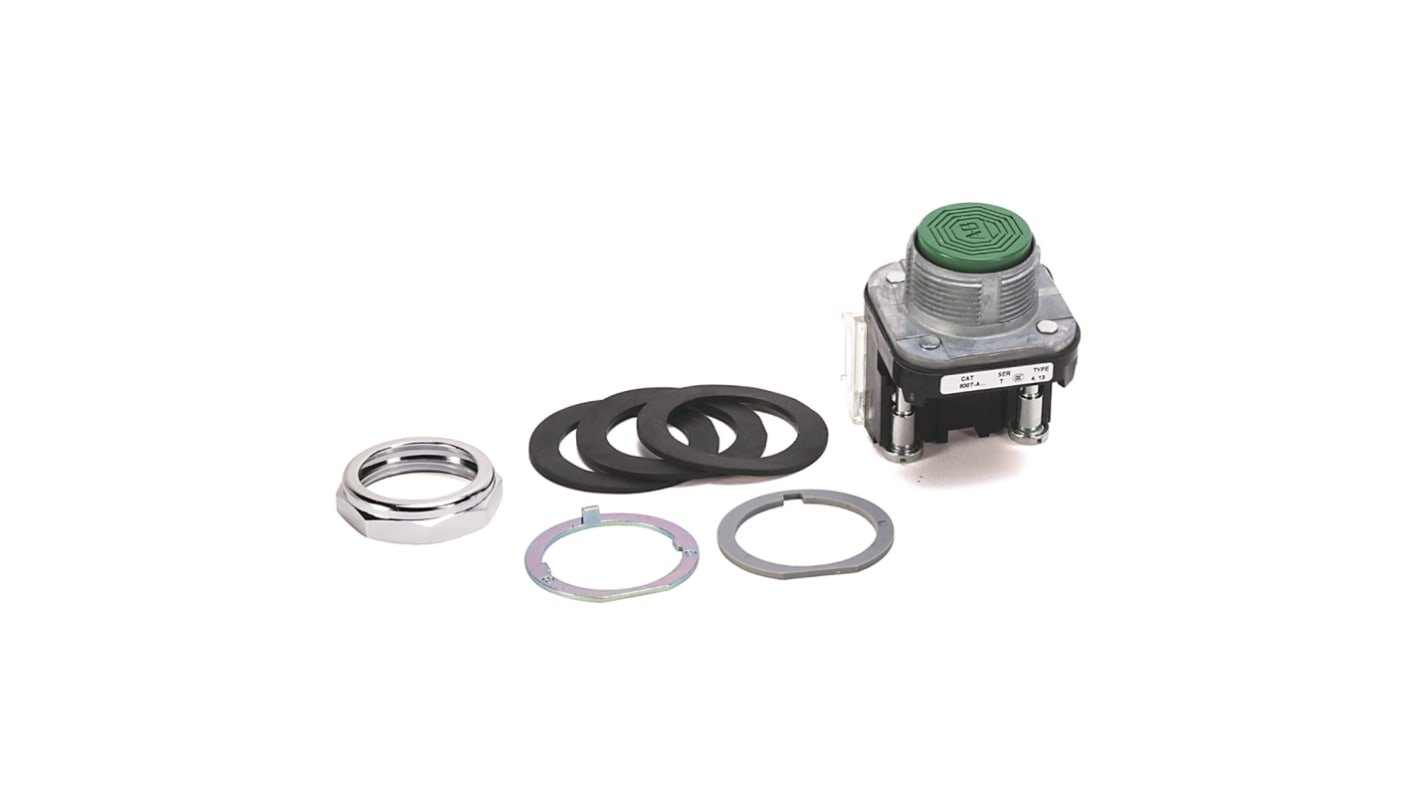 Pulsante SPDT Allen Bradley 800T-A2A, montaggio a pannello, diametro 30mm, azionamento momentaneo, materiale metallico.