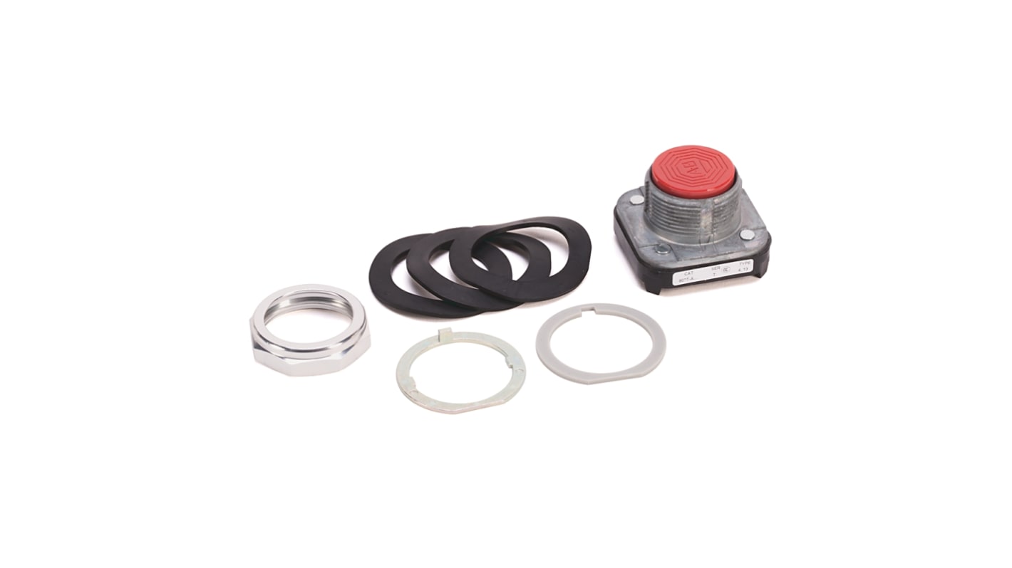 Attuatore pulsante rotondo Allen Bradley 800TA6, diametro foro 30 mm, rosso, metallo, protezione IP65, tipo instabile.