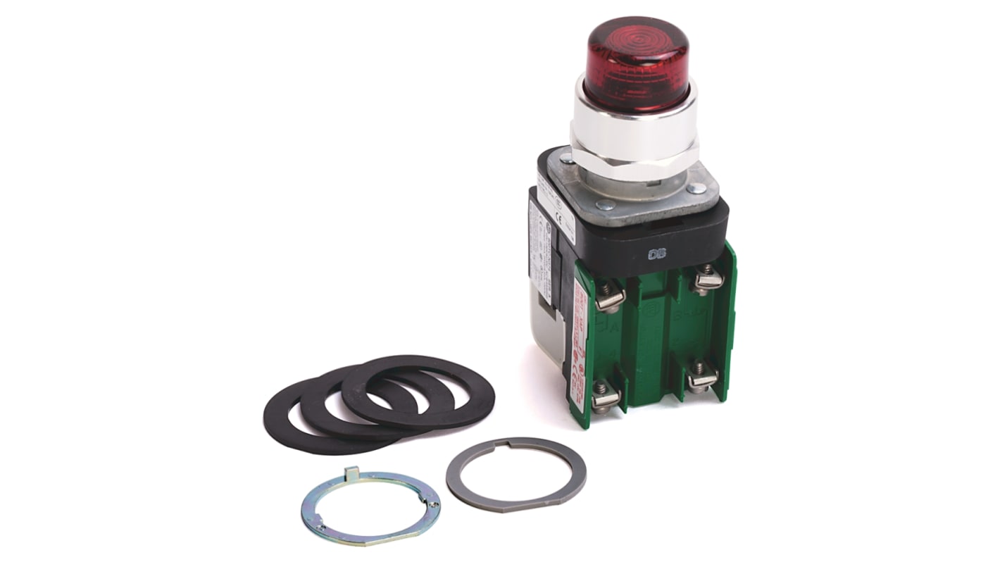 Attuatore pulsante instabile Allen Bradley 800T-QBH2R, rosso, diametro foro 30 mm, illuminato, protezione IP67/IP69K.