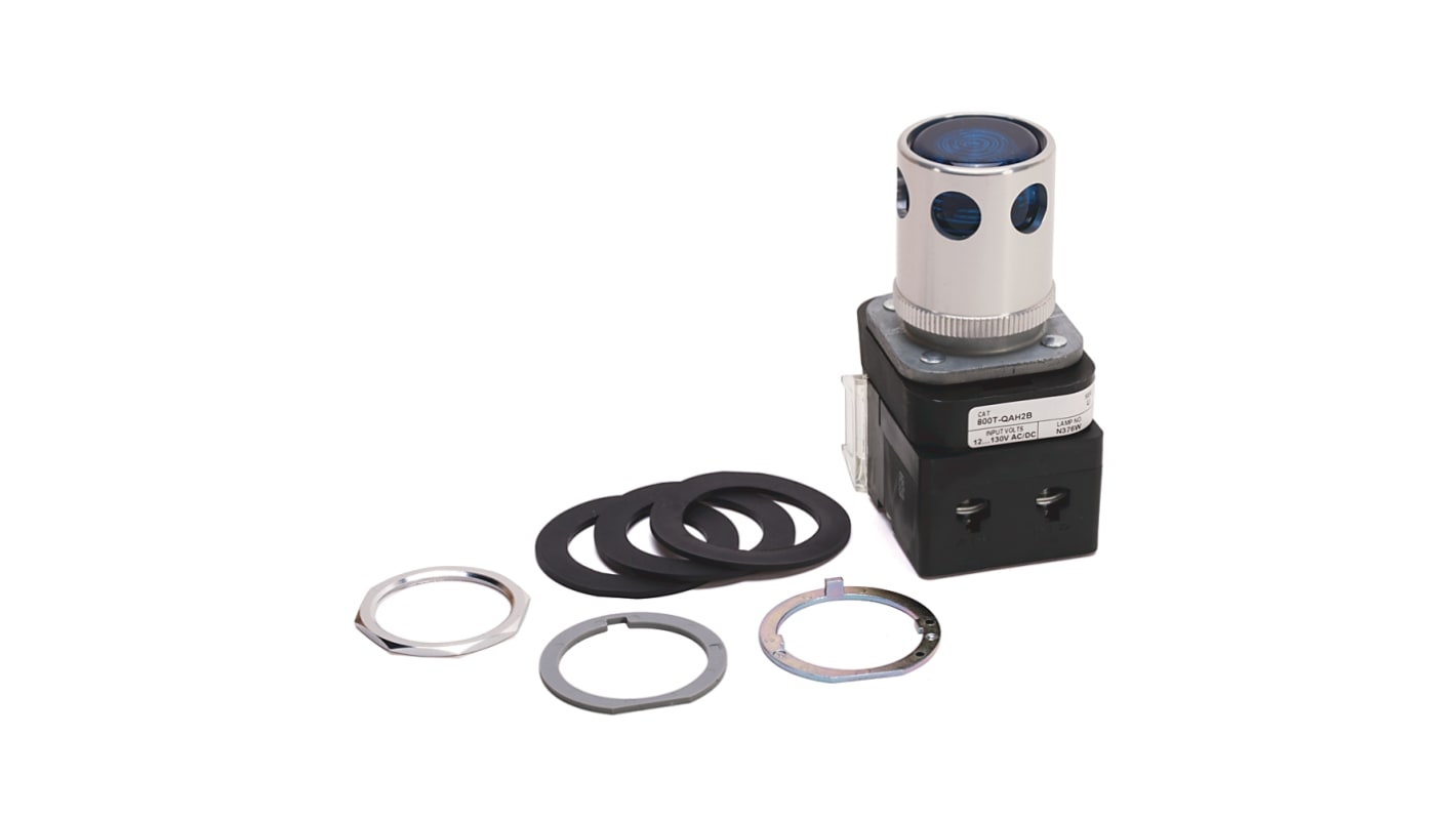 Attuatore pulsante instabile Allen Bradley 800T-QAH2B, diametro foro 30,5 mm, blu, illuminato, IP67/IP69K, contatto 1 NA-1 NC.