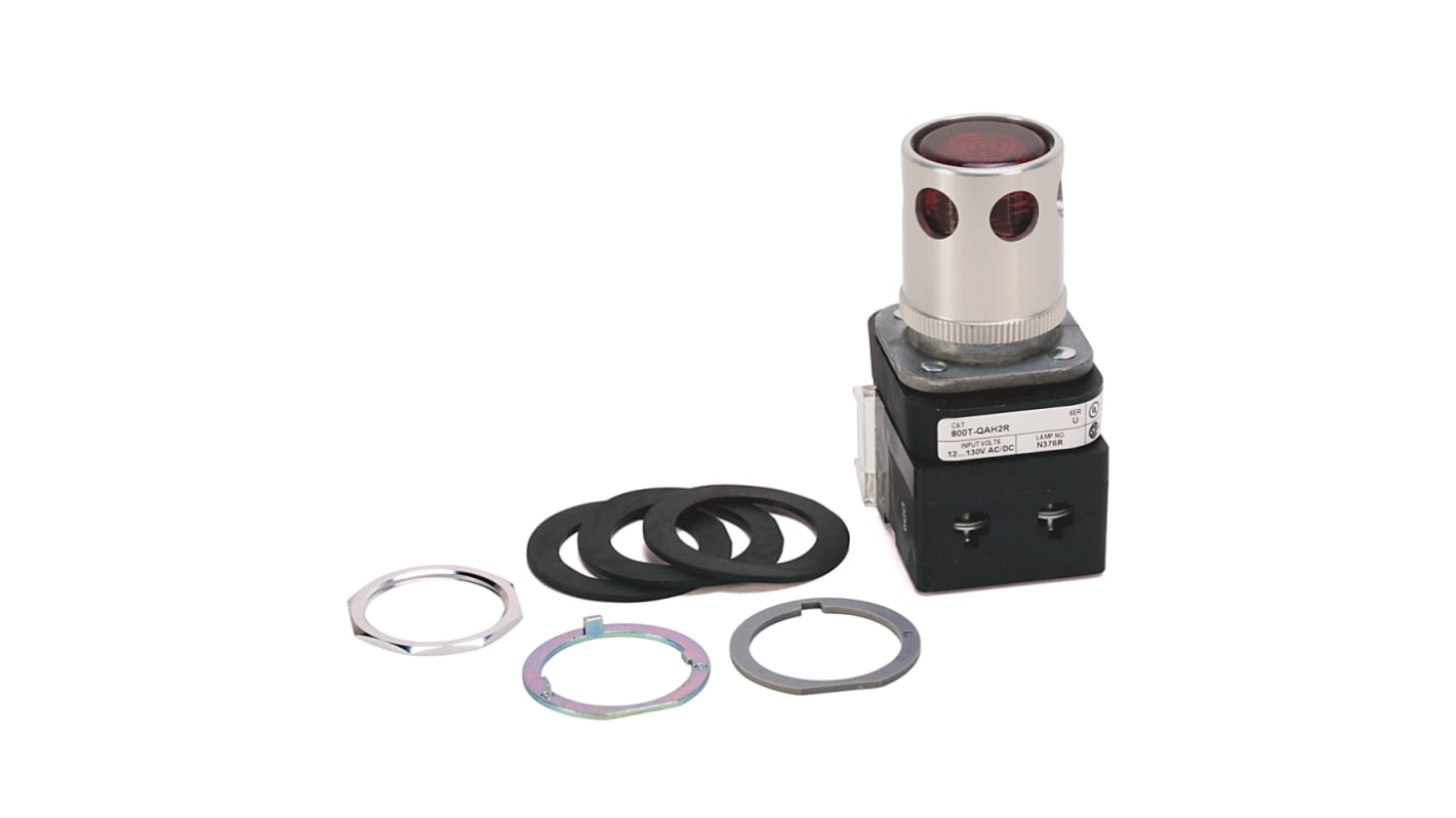 Attuatore pulsante instabile Allen Bradley 800T-QAH2R, diametro foro 30 mm, rosso, illuminato, protezione IP67/IP69K.