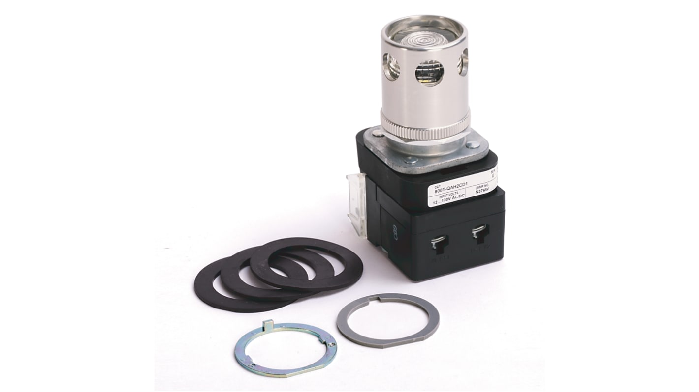 Attuatore pulsante instabile Allen Bradley 800T-QAH2C, diametro foro 30 mm, illuminato, protezione IP67/IP69K, tensione 12-130V.