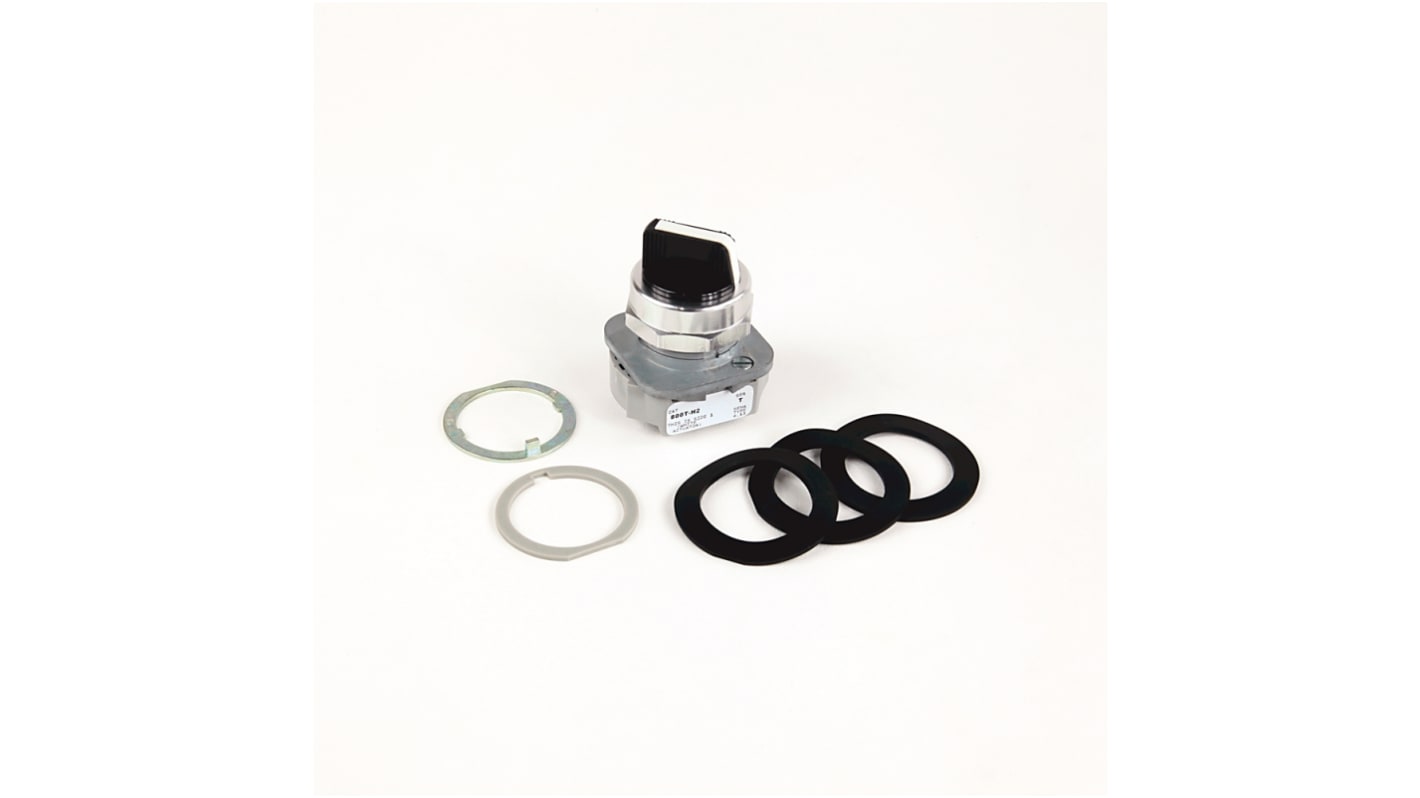 Selettore Allen Bradley 800T-H2 a due posizioni, diametro 30 mm, non illuminato, grado di protezione IP65/IP66, colore bianco.