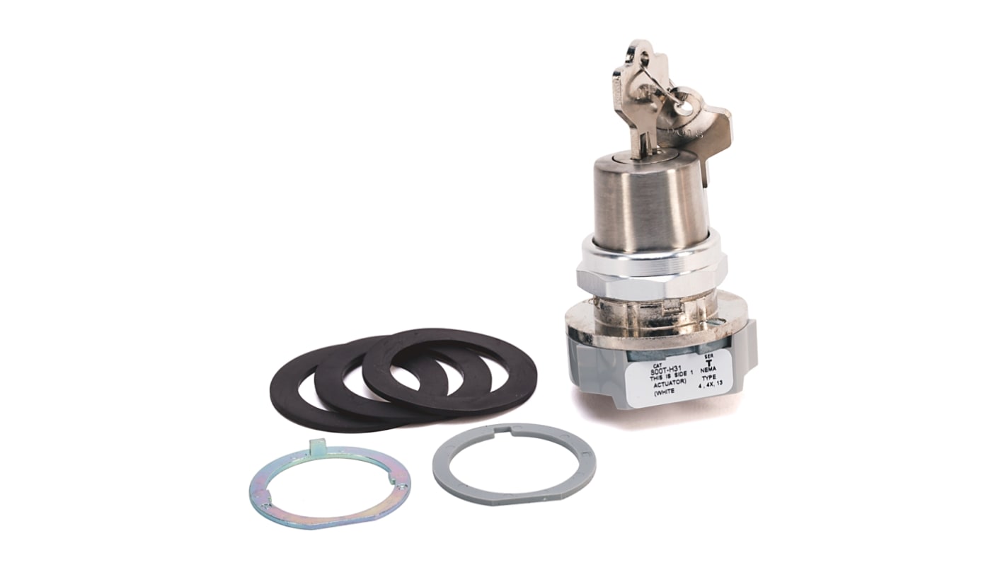 Selettore a chiave Allen Bradley 800T-H31, 2 posizioni, diametro 30 mm, protezione IP65/IP66, attivazione continua.