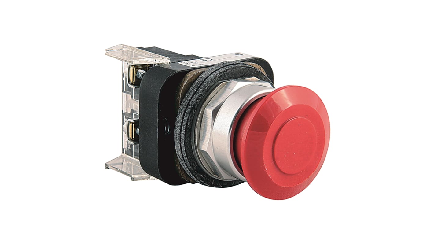 Attuatore pulsante Push Pull Allen Bradley 800T-FX6, rotondo, diametro foro 30 mm, colore rosso, protezione IP65.