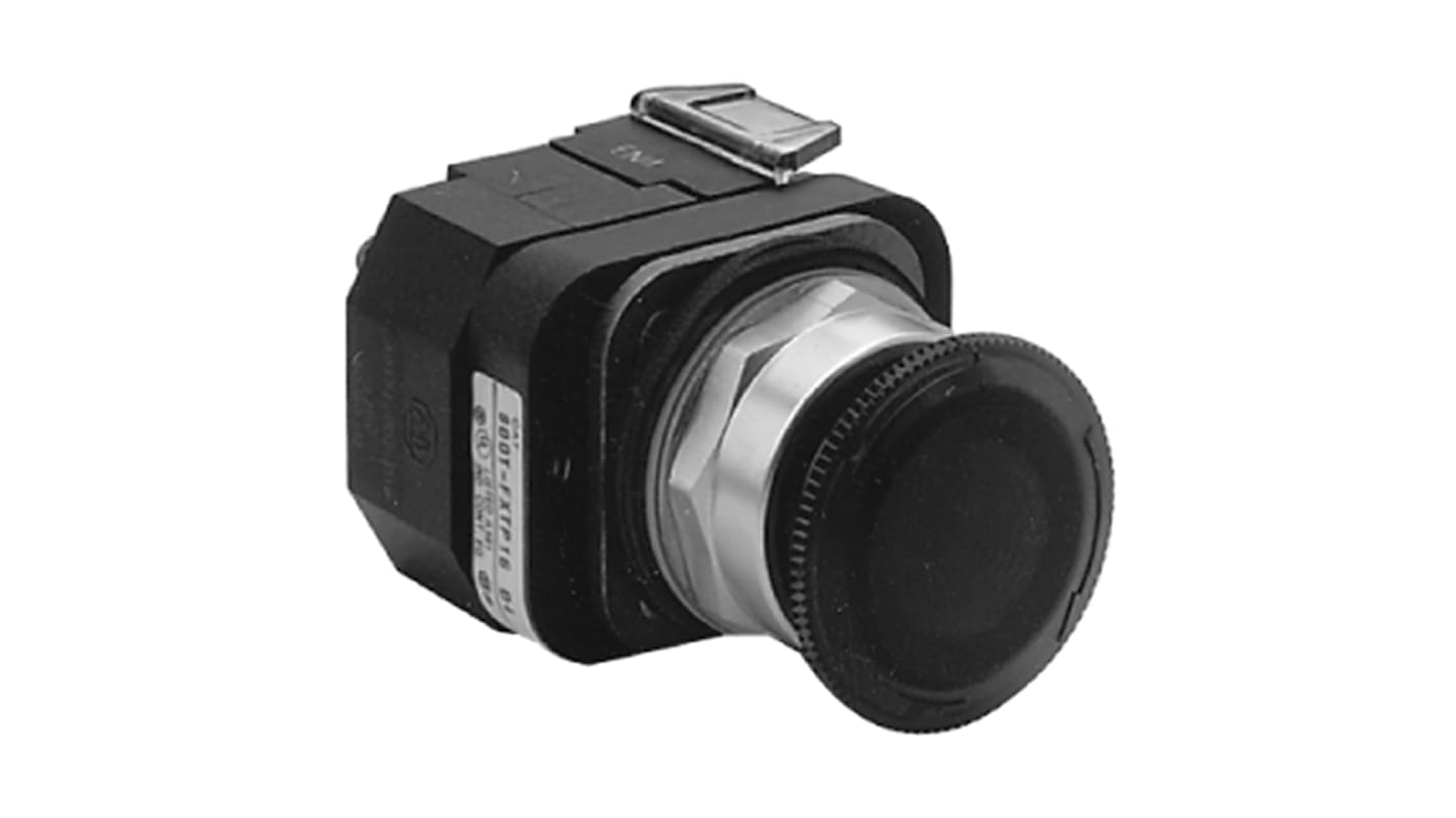 Pulsante Allen Bradley 800T-FXTQH2RA1 rotondo, diametro 30 mm, SPDT, rosso, montaggio a pannello, LED integrato.